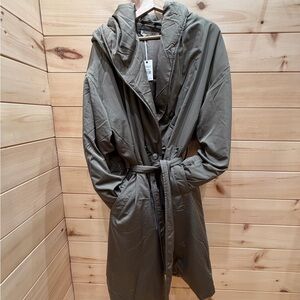 Dex Olive Hooded Belted Trench Coat